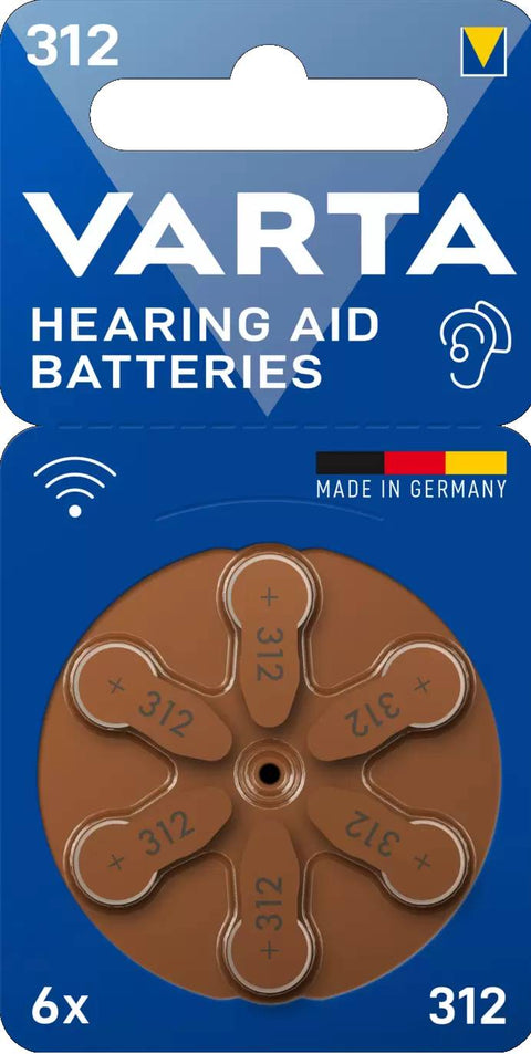 60x Varta 312 PR41 Zinc Air Hearing Aid Batteries 1.45V Mercury Free