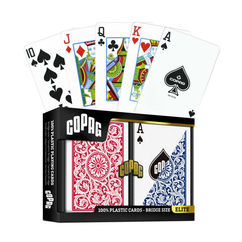 Copag Plastic Bridge Size Playing Cards Double Deck Red Blue