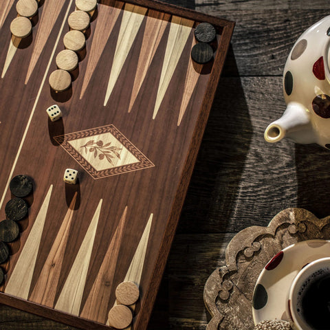 Classic Style 4-in-1 Combo Game Set: Chess, Backgammon, Ludo & Snakes (L size) Manopoulos