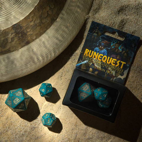 Runequest Turquoise And Gold Expansion Dice Set Rpg Playing Games Q-Workshop NEW