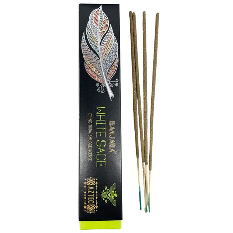 Banjara Tribal White Sage Smudge Incense Sticks, 10 Sticks, Purifying