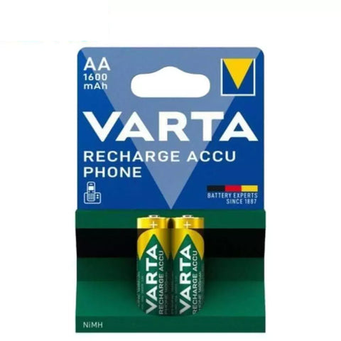 2x Varta AA 1600mAh NiMH Rechargeable Batteries for Cordless Phones