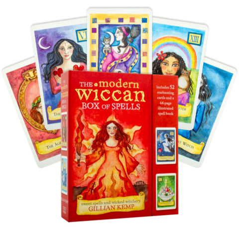 Modern Wiccan Box of Spells 52 Card Deck & Spell Book Set Witch Tarot
