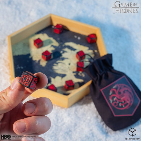 Game of Thrones Targaryen D6 Dice Set 10pc Black Red Licensed Q-Workshop