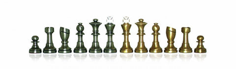 Italfama Brass Chess Set Gold Silver Pieces on Handmade Wood Board 36cm