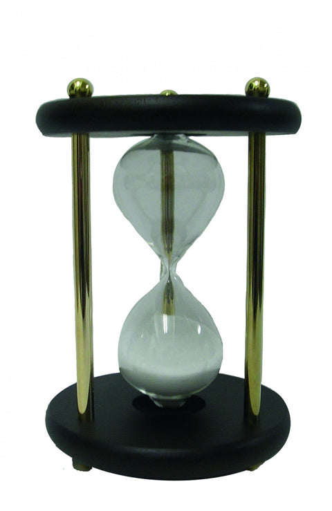 Italfama 15-Min Brass Sand Timer Hourglass, Brass & Wood Italian Desk Decor