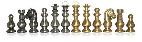 Italfama Luxury Brass Chess Set with Yew Wood Board Handmade in Italy