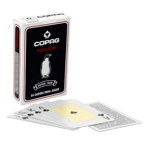 Copag Pinguim Black Bridge Size Playing Cards Deck 54 Card Set Brazil