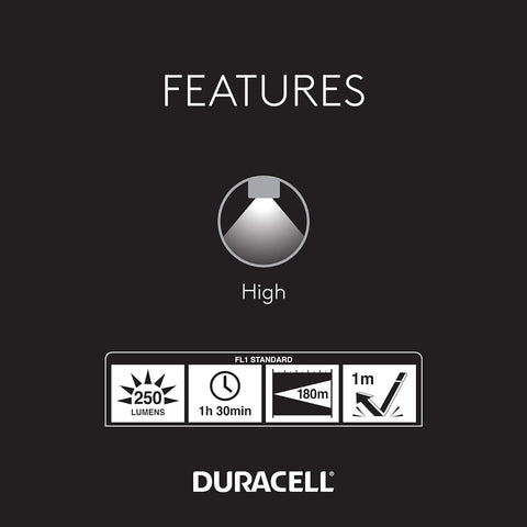 Duracell 250 Lumens Aluminum Flashlight + 3 Aaa Batteries Included Compact